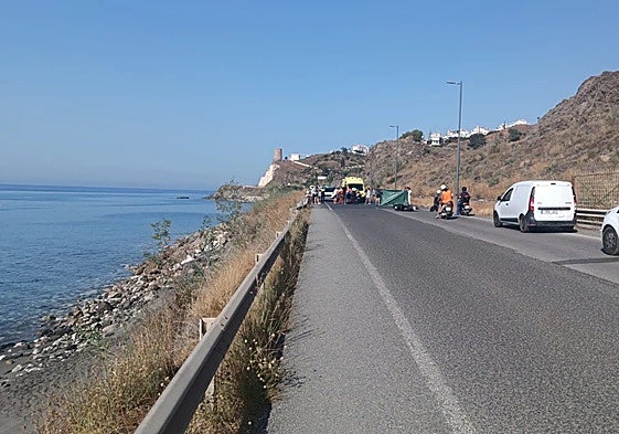 Emergency services at the scene of the accident in Torrox Costa on Tuesday.