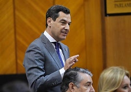 Juanma Moreno, during his address on Thursday.