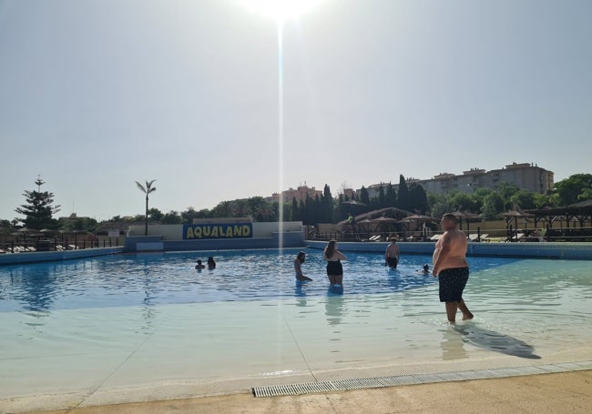 Visitors in the Aqualand wave pool.