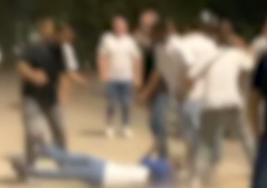 This is the moment a pitched battle broke out in the car park of a Marbella nightclub