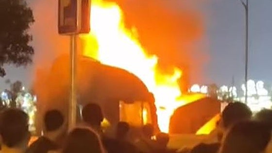 Lorry bursts into flames next to youth zone at Malaga fairground