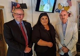 Mayor of Macharaviaya Antonio Campos (right) with representatives from Socorro, Texas.