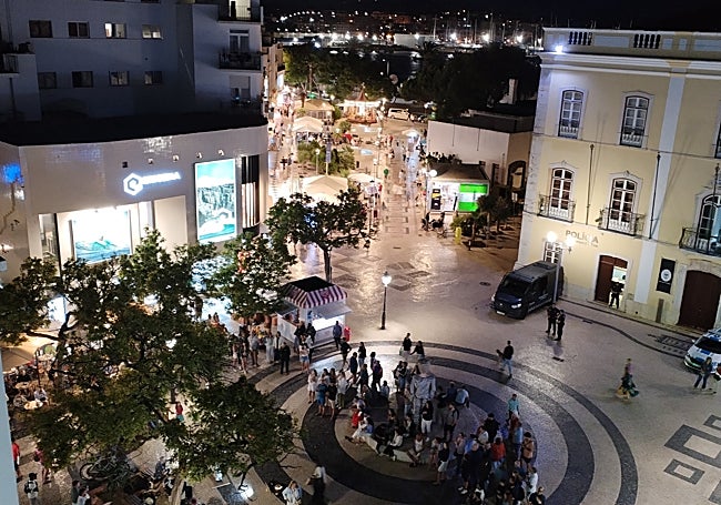 Night life in the town centre.