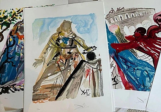 Just a few of the lithographs bearing Salvador Dalí's signature.