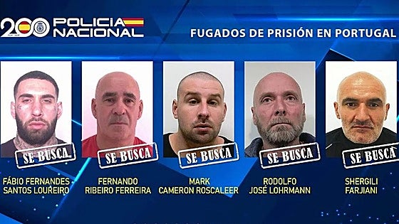 Spanish police appeal for help in locating five dangerous prisoners on the run from Portugal