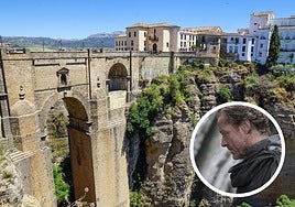 Ronda's iconic bridge and Iain Glen (inset) in a scene from Game of Thrones.