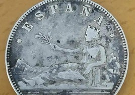 A highly prized 5 peseta coin.