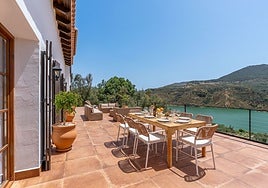 View of the terrace of a rural house in the province of Malaga.