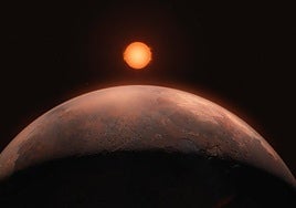 Artist's impression of this newly-discovered planet orbiting lone star Barnard.