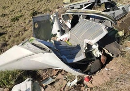 State of the wrecked plane at Cerro del Fraile, Cabo de Gata.