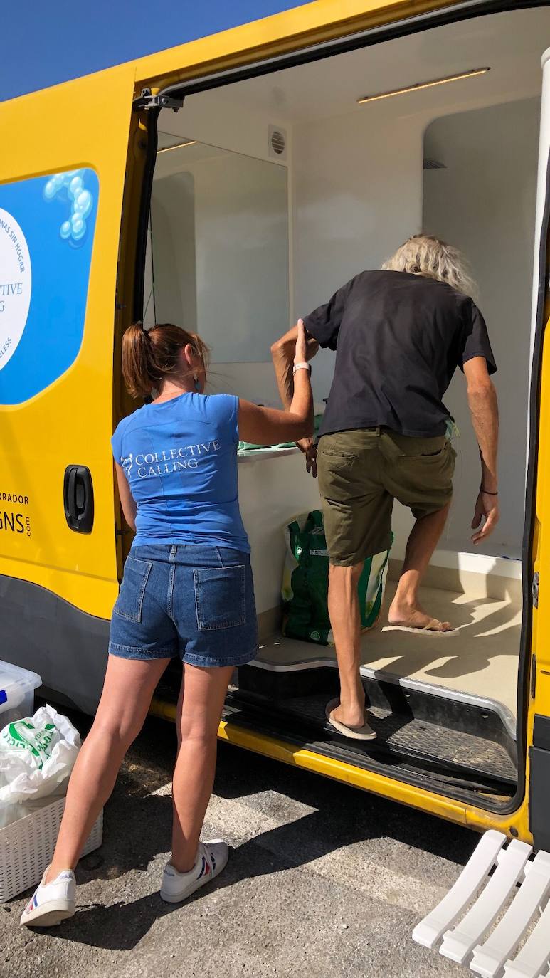 Mobile shower unit.