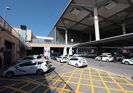 File image of licenced taxis waiting for passengers at Malaga Airport.