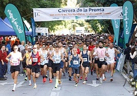 The start line in front of La Rosaleda stadium.