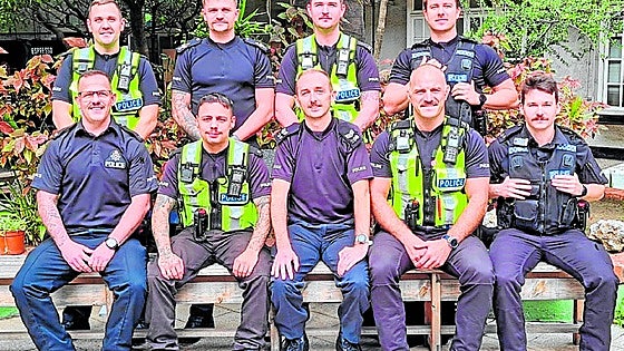 Police officers on the Rock flaunt facial fuzz for men's health