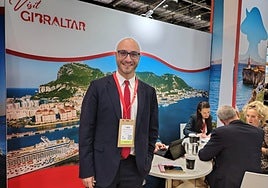 Minister Christian Santos on the Gibraltar stand at the WTM on Tuesday.