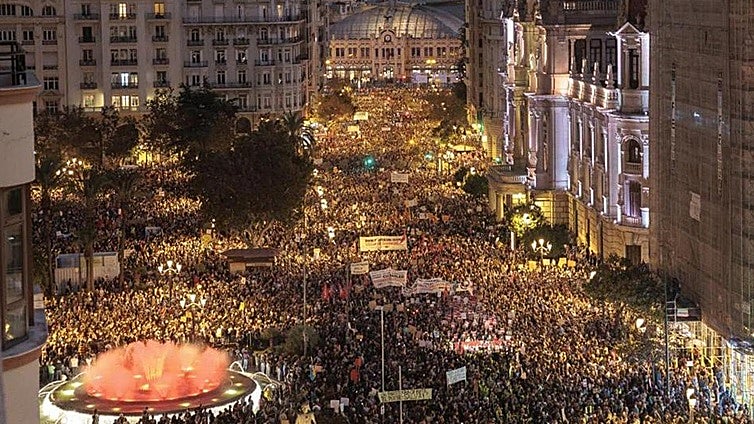 In pictures and video: More than 100,000 people call out government 'negligence' in Valencia flood disaster protest