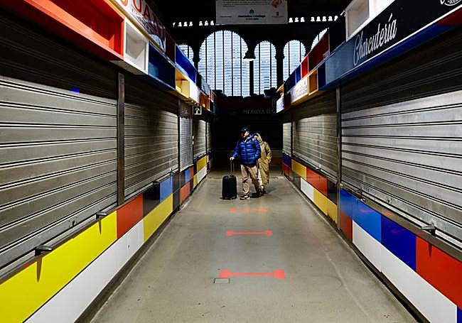 Shutters down at Malaga's market on Wednesday.