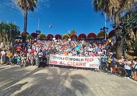 File image of rally organised by residents to demand the park's reopening.