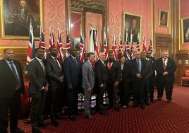 Fabian Picardo and other Overseas Territory leaders with Sir Lindsay Hoyle, Speaker of the House of Commons.