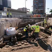 Archaeologists dig up the remains next to the Guadalmedina metro station