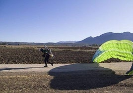 File photo of a paraglider during take-off