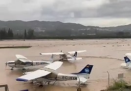 Image of the state of the airfield after the River Benamargosa burst its banks.