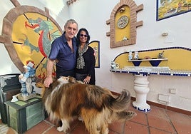 James and Mercy Chapman with their dogs at their home in Mijas.