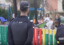 Police officers on duty in one of the town's parks.