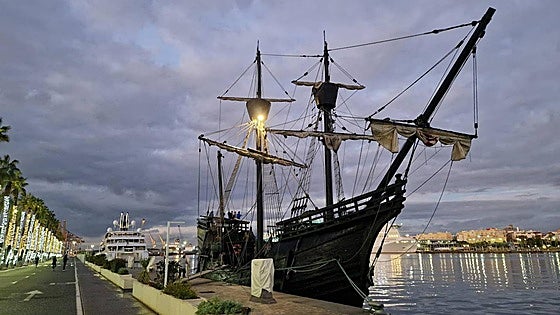 Nao Victoria historic sailing ship docks in Malaga and opens its decks to public for Christmas