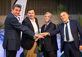 The president of DOM3, Charly Simón, together with José María García Urbano, Juan Antonio Mena and Félix Romero.
