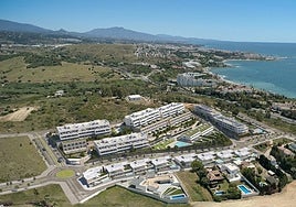 Aerial recreation of the new luxury residential complex in Estepona.