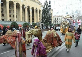 Orthodox Christians in Georgia on Tuesday 7 January.