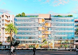 Office building designed by Merlin in front of the Port of Malaga.