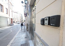 Keyboxes on tourist dwellings in the area around Plaza de la Merced in Malaga city centre.