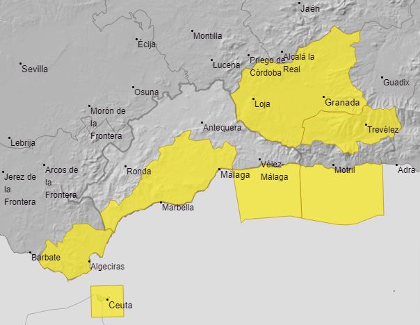 Weather alerts in the south of Spain on Monday, 3 February 2025.