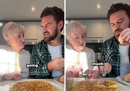 A British grandmother tries 'tortilla de patata' for the first time in Spain and gives her honest opinion on its taste.