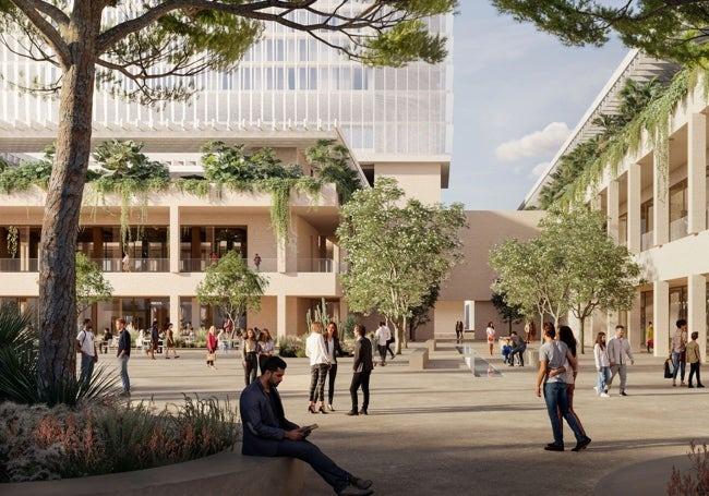 Computer-generated image of the future development.