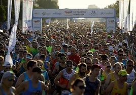 Some of the field of athletes in a previous running of the Malaga Half Marathon event.