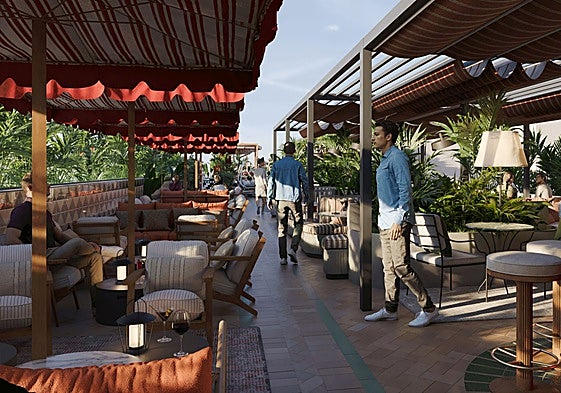 Virtual image of the terrace of the new Radisson hotel in Malaga.