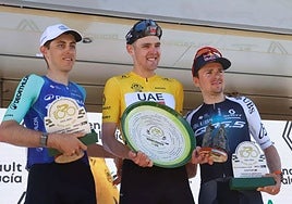 Sivakov on the podium, between Berthet and Pidcock.