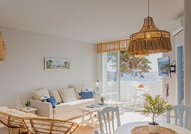 View of the living room of a holiday home.