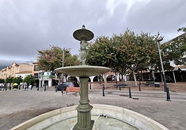 View of the repaired fountain in the church square.