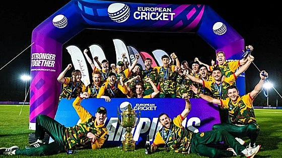 Jersey's Farmers battle the elements to secure 2025 European Cricket League title