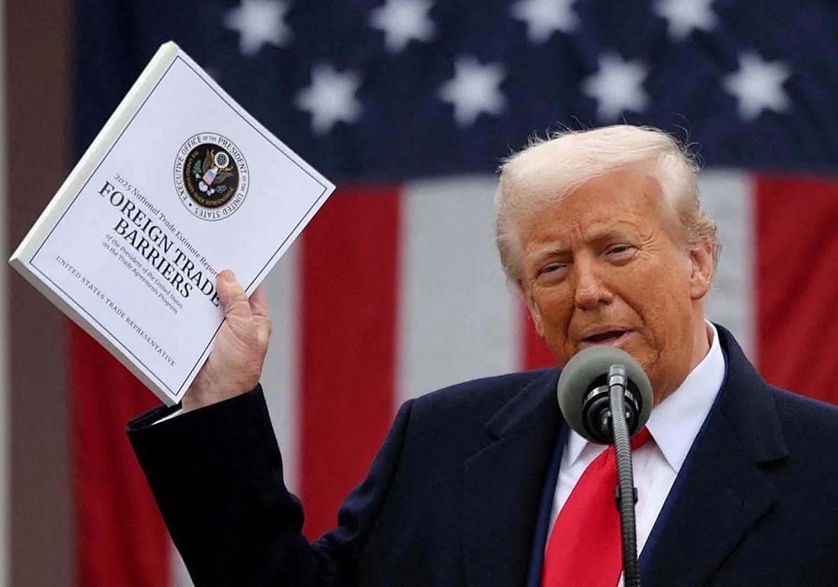 Donald Trump during the announcement of tariffs.