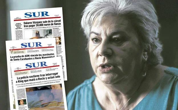 File image of Dolores Vázquez and some of the SUR coverage of the murder crime at the time.