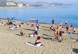 File image of people sunbathing on La Malagueta beach in Malaga city.
