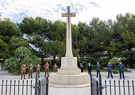 The ceremony at Gibraltar's Cross of Sacrifice on Thursday.