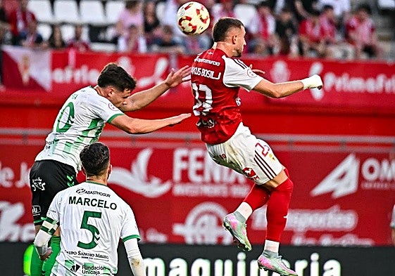 An aerial duel from Saturday's game.