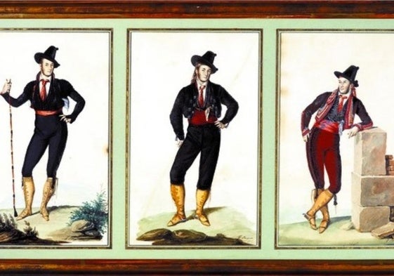 Sketches of Ford wearing typical attire during his time in Spain.