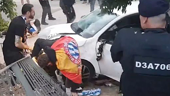 More than a dozen football fans injured after car ploughs into crowd ahead of big match in Spain